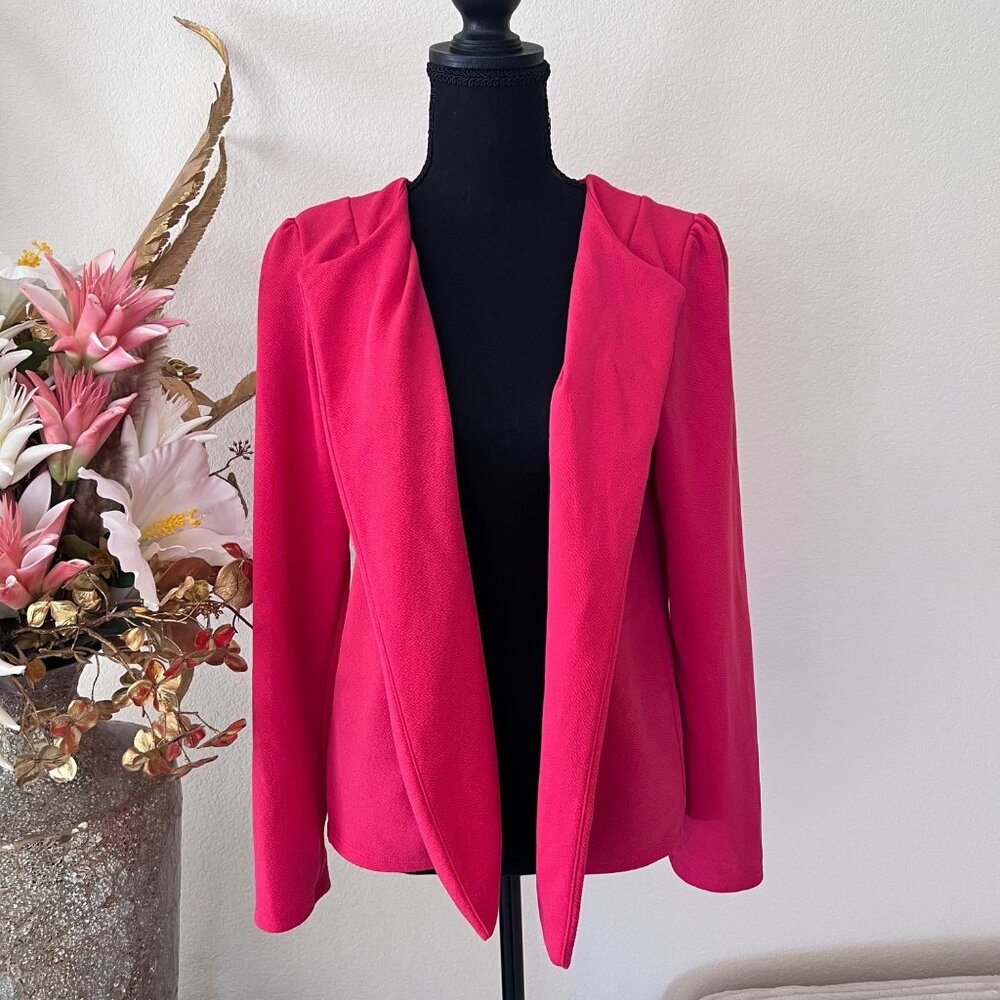 Hot Pink Minimalist Preppy Work Office Cardigan